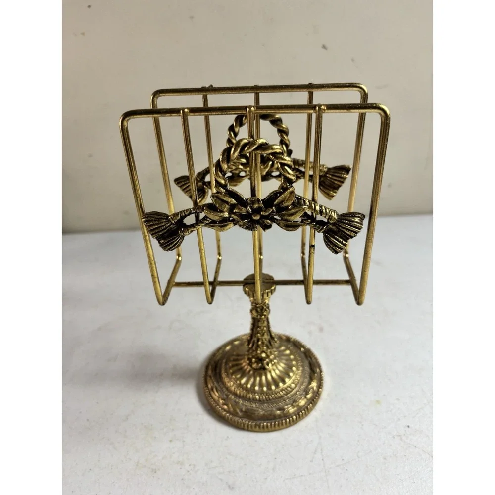 Vtg Matson Stylebuilt Guest Towel Napkin Holder Gold Gilt Tassels‎ Ormolu Metal